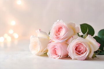 Fototapeta premium Several roses on simple background.