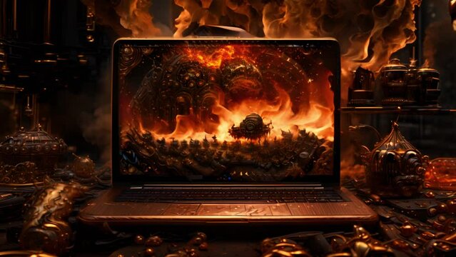 燃える開いたノートパソコン,Generative AI
