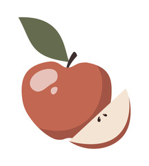 Flat vector apple isolated on white background