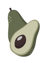 Flat vector avocado isolated on white background