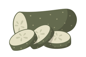 Flat vector cucumber isolated on white background