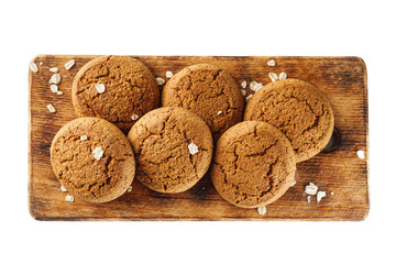 nutritious tasty oatmeal cookies on a white background