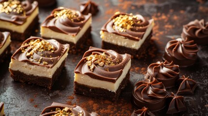 Gourmet Chocolate Cheesecake Bites with Gold Sprinkles