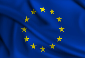 European Union flag covering the frame is waving in the wind