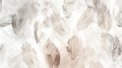 Elegant Neutral Feather Pattern Background for Serene Designs