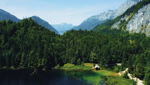 cinematic mountain look with lake 