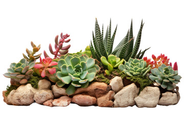 Serene Succulent Oasis. On a White or Clear Surface PNG Transparent Background.