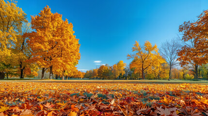 Autumn Splendor with Vivid Trees and Blue Sky