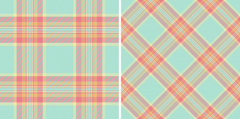Textile check plaid of vector pattern fabric with a tartan texture seamless background. Set in rainbow colors. Trousers for women.
