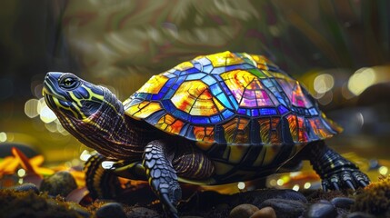 stained glass turtle.
