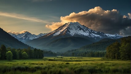 Naklejka premium waterfall in the forest Nature's Masterpiece Breathtaking Landscape 