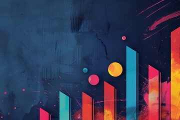 Colorful background showing graphs, charts and data points with a futuristic feel.