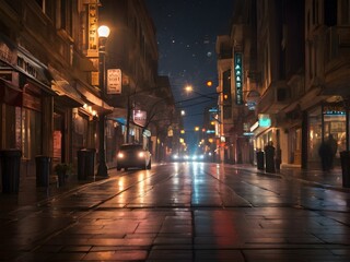 Photograph cityscapes or natural landscapes at night, capturing the beauty of illuminated streets, stars, and city lights,generative AI