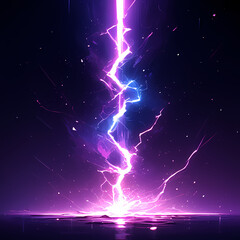 Dramatic Purple and Blue Thunderbolts - Perfect for Nature and Energy Themes - obrazy, fototapety, plakaty