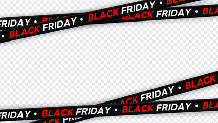 Black friday ribbon. Vector background with tape of sale, black friday, discount, advertising. Banner or poster template