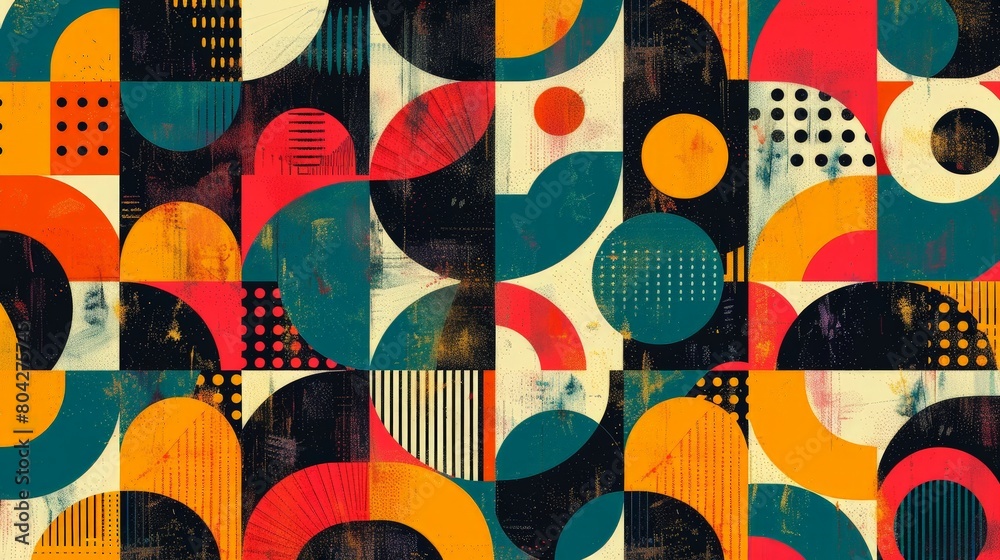 Poster Dynamic geometric shapes in a mesmerizing pattern, creating a visually engaging abstract design