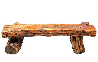 Handmade log bench with rich wood grain isolated on white or transparent background - Powered by Adobe