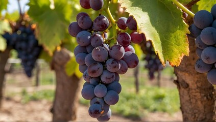 Fototapeta premium Grapes at vineyards plant in sunny day
