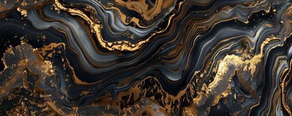 Gold and black abstract design, mimicking the intricate patterns of a luxurious mineral texture