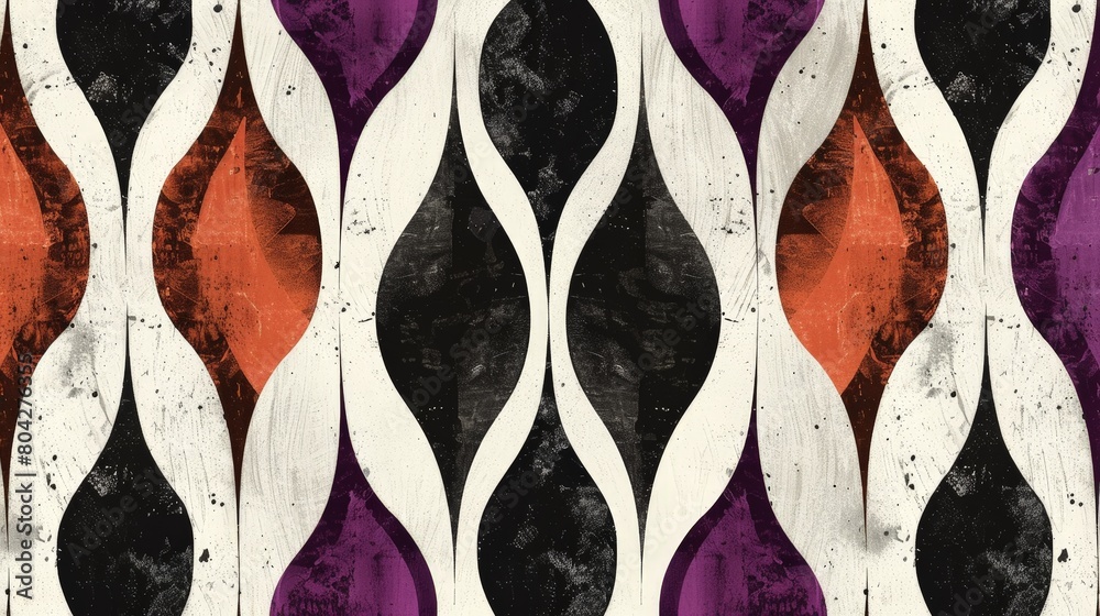 Poster intricate patterned wall in 70s style