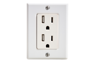 Electric Allies: A Tale of Two Outlets. On a White or Clear Surface PNG Transparent Background.