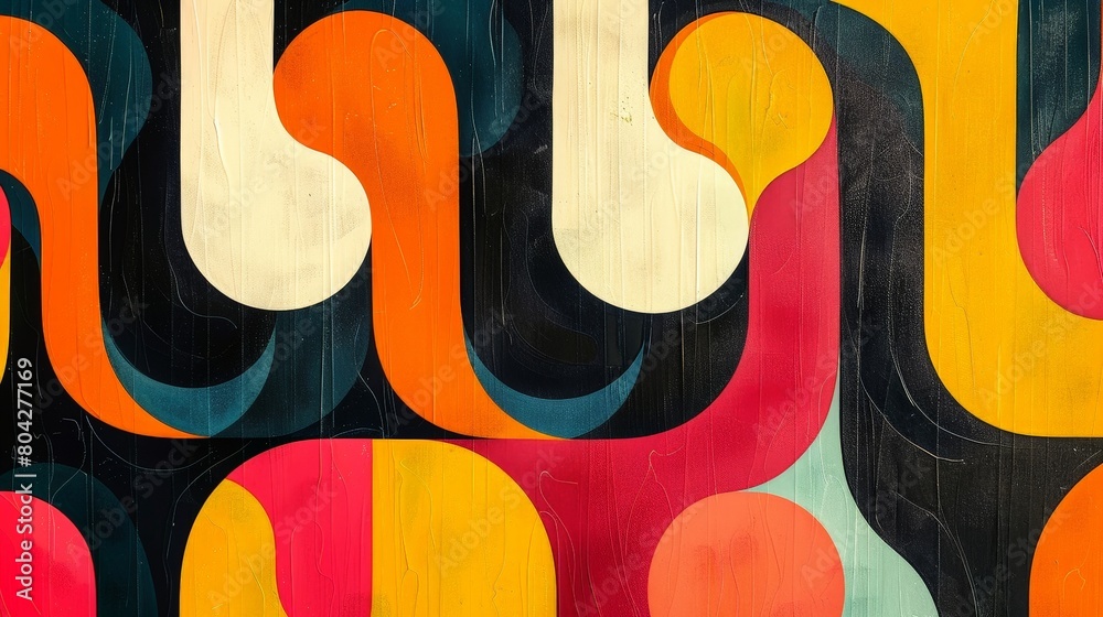 Poster vibrant abstract painting with varied shapes and colors