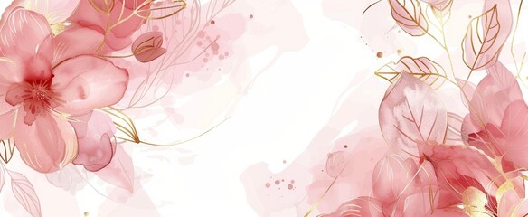 abstract background with soft pink and gold floral elements, elegant and sophisticated design