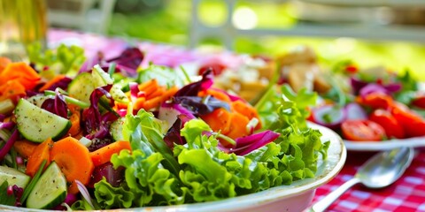 A plated mix of colorful salad greens and vegetables, fresh and ready to enjoy.