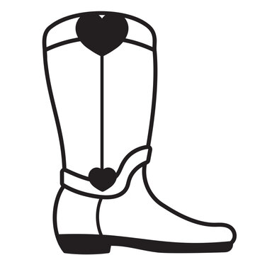 black and white heart cowboy boot clip art preview