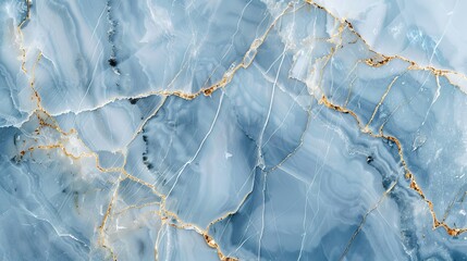 Fototapeta premium Serene Blue and White Marble Texture with Gold Veins