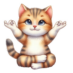 Funny Cat Yoga Watercolor Clipart