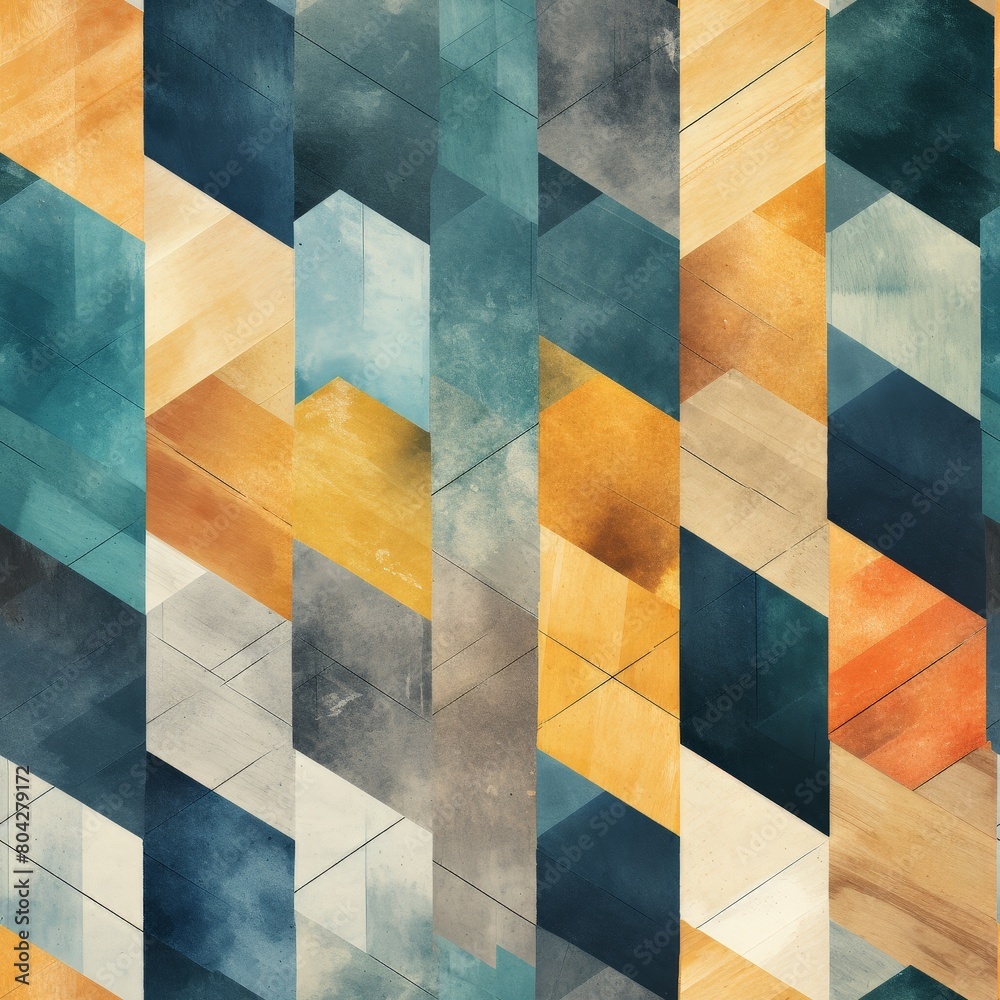 Poster Vibrant Multicolored Pattern seamless retro pattern