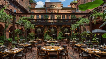 A Restaurant With Tables, Chairs, and Umbrellas