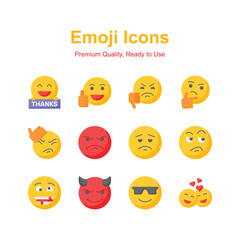 Cute facial expressions, set of emoticons icons, trendy design style