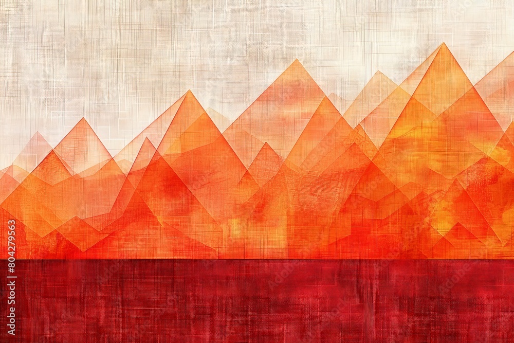 Aufkleber a vibrant abstract painting featuring red and orange mountains set against a white background, creat