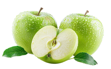 Granny Smith sour apple isolated on white or transparent background