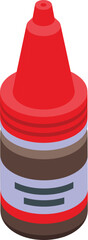 Red tube bottle icon isometric vector. Treatment anatomy. Cosmetic health