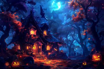 Obraz premium witch's cottage deep in the forest