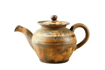 Earthenware Teapot on Transparent Background.