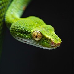 Fototapeta premium green snake close up.