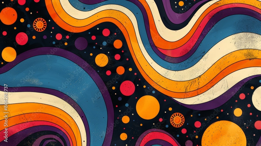 Poster a vibrant mix of colors, swirls, and circles create a psychedelic background