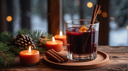 Mulled red wine on the table.