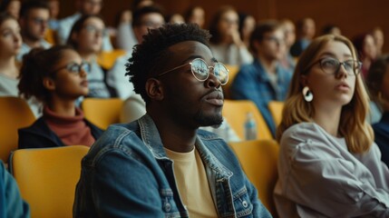 Fototapeta premium Multiethnic group of university students in lecture hall