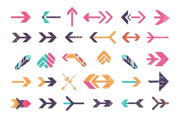 Set of vector arrow icons. Collection of pointers. Vector illustration isolated on white background. .