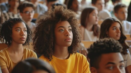 Fototapeta premium Multiethnic group of university students in lecture hall