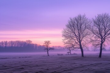 sunrise in soft pastel lilac and violet shades