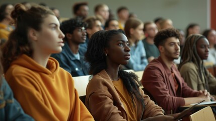 Fototapeta premium Multiethnic group of university students in lecture hall
