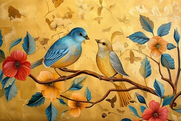 Two Birds Sitting on a Branch
