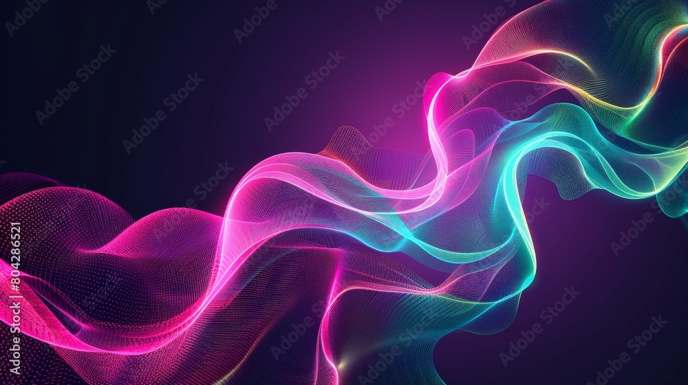 Sticker Colorful Wave of Light on Black Background