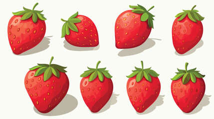 Fresh ripe strawberries on white background 2d flat